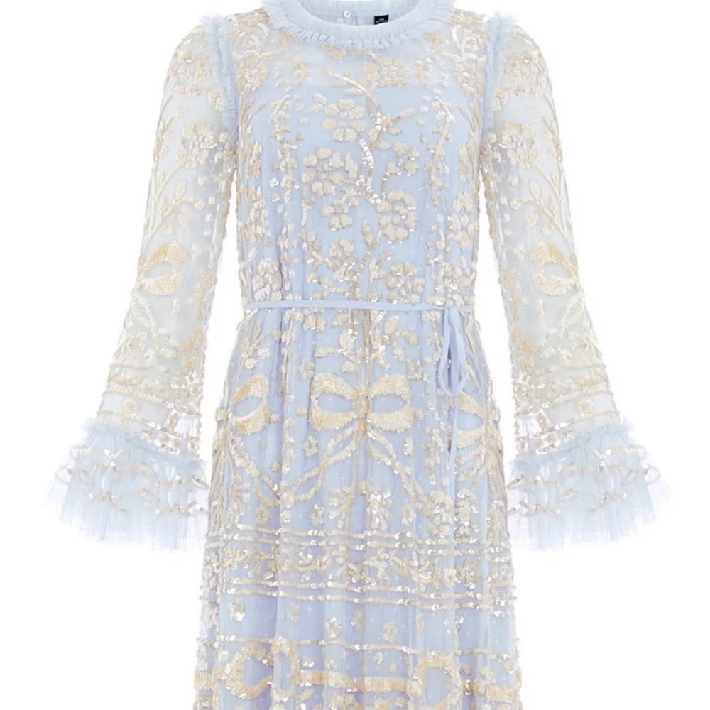 Needle & Thread Light Blue and Gold Maxi Dress